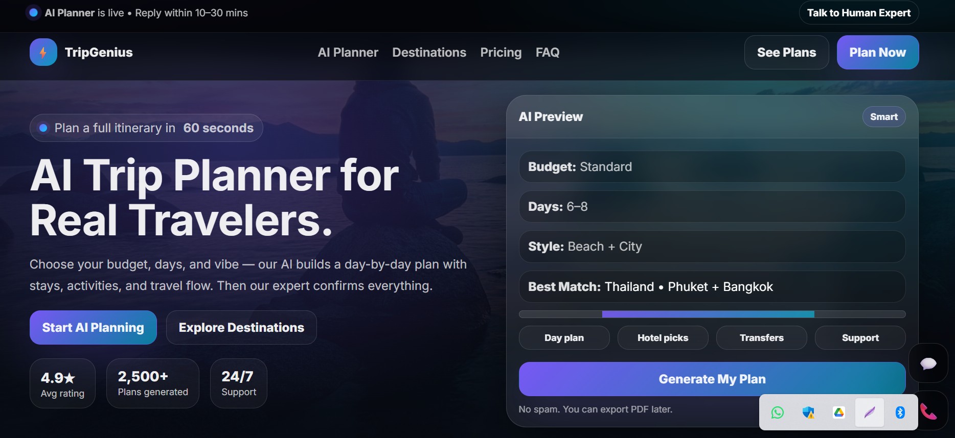 Tourism Website Landing page